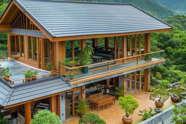 Keindahan Arsitektur Rumah Kayu di Pegunungan