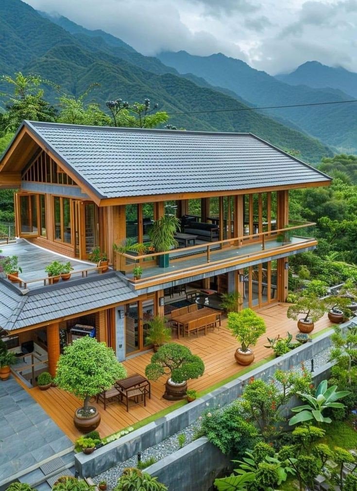 Keindahan Arsitektur Rumah Kayu di Pegunungan